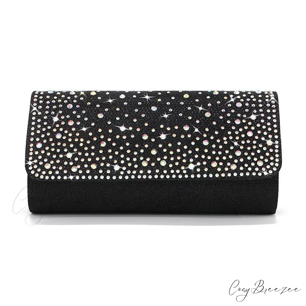 Elegant Sparkling Rhinestone Dinner Bag Black clutchbag-250126