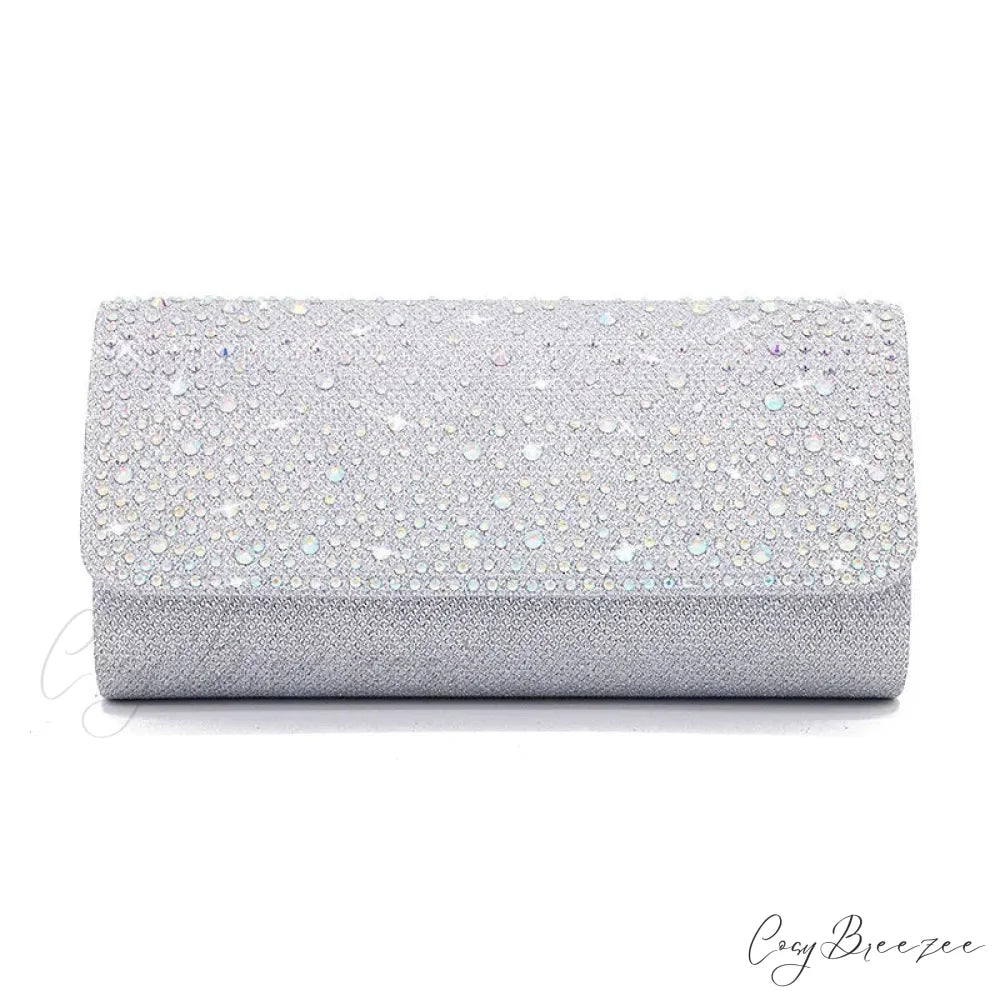 Elegant Sparkling Rhinestone Dinner Bag Silvery clutchbag-250126