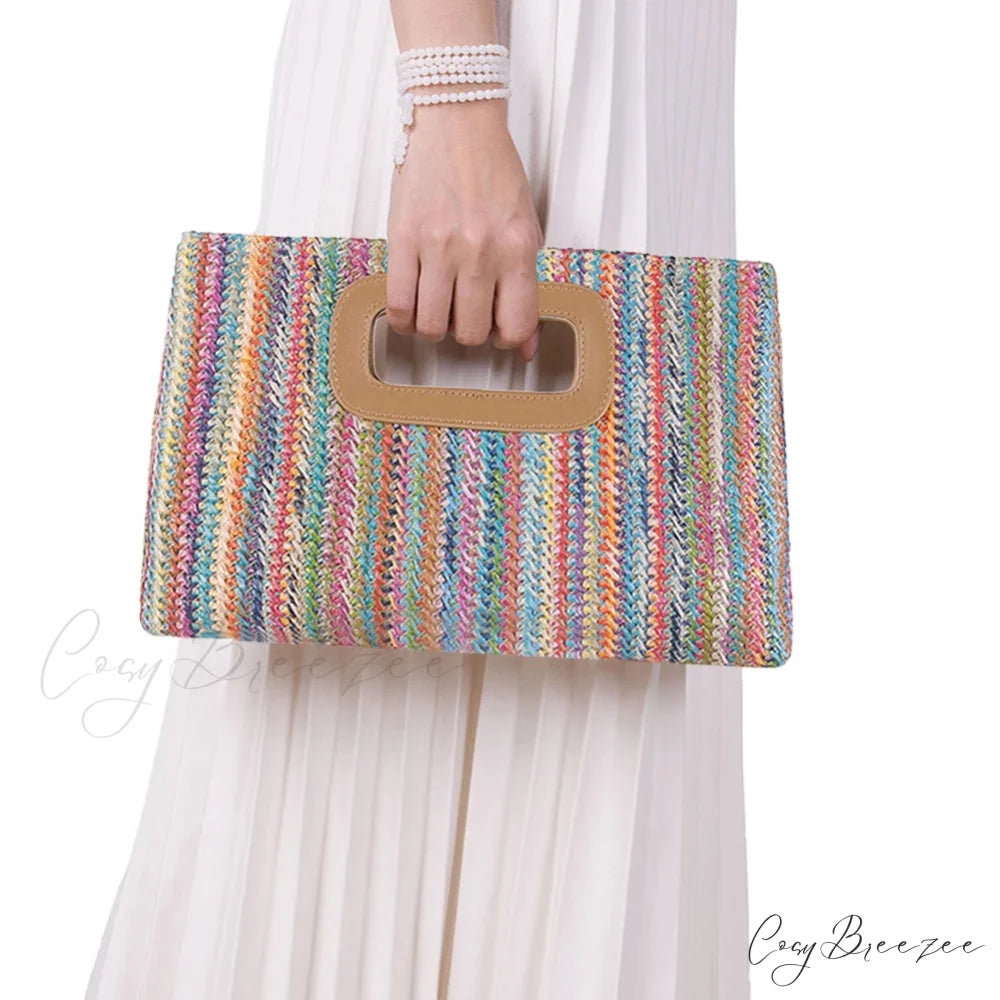 Elegant Straw Clutch Multicolor wristlet-250126