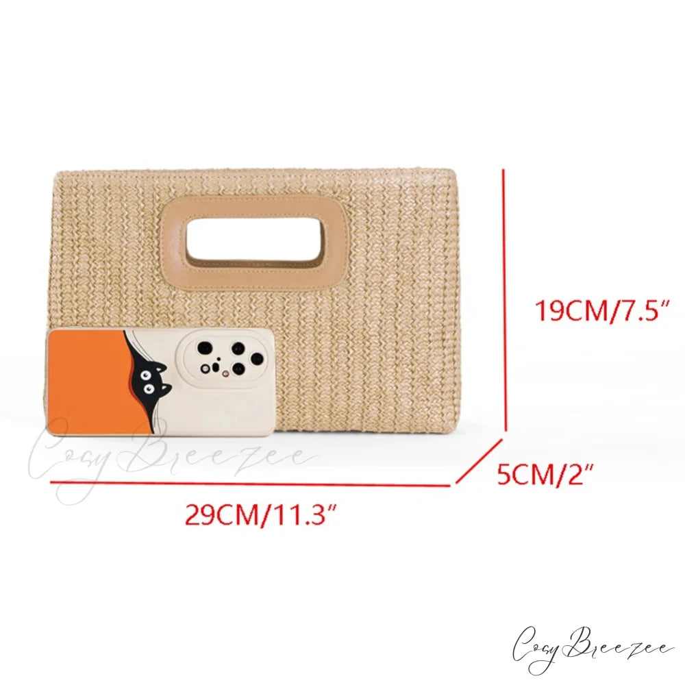 Elegant Straw Clutch wristlet-250126