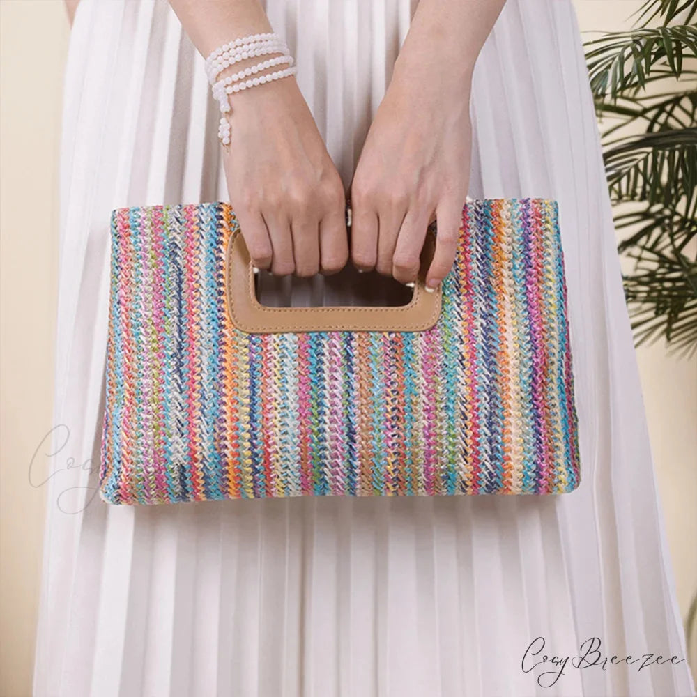 Elegant Straw Clutch wristlet-250126