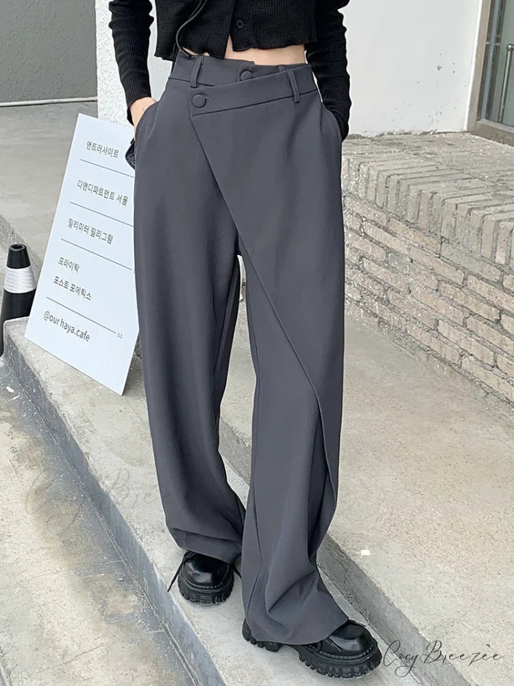 Elegant Vintage Black Suit Pants Women pants-241228