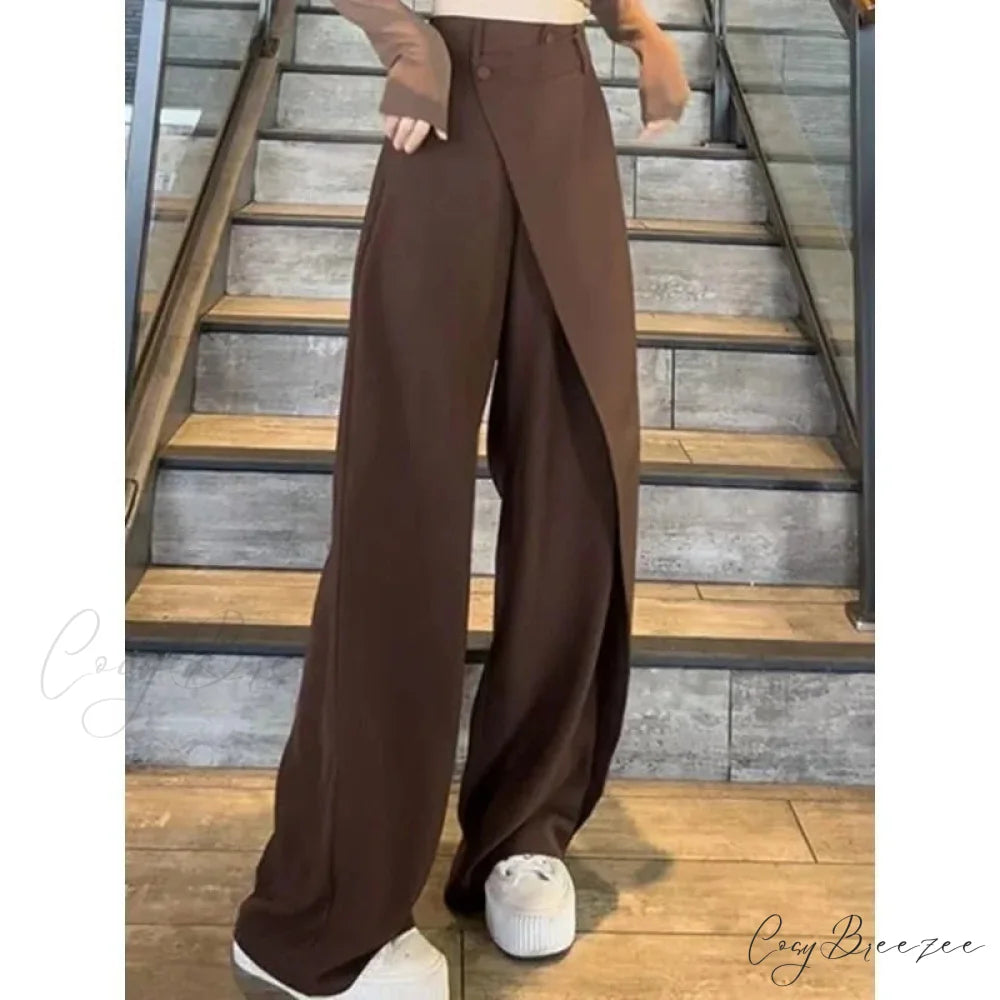 Elegant Vintage Black Suit Pants Women Brown / S pants-241228