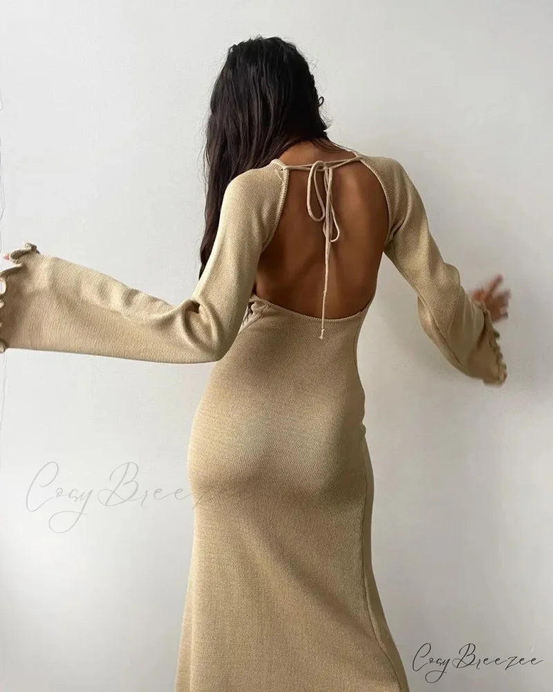 ELENA Elegant MAXI DRESS Apricot / L