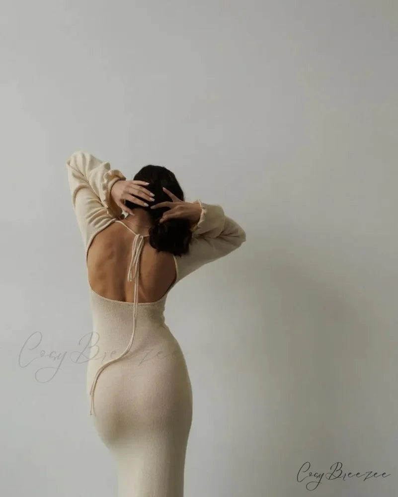 ELENA Elegant MAXI DRESS Apricot / M