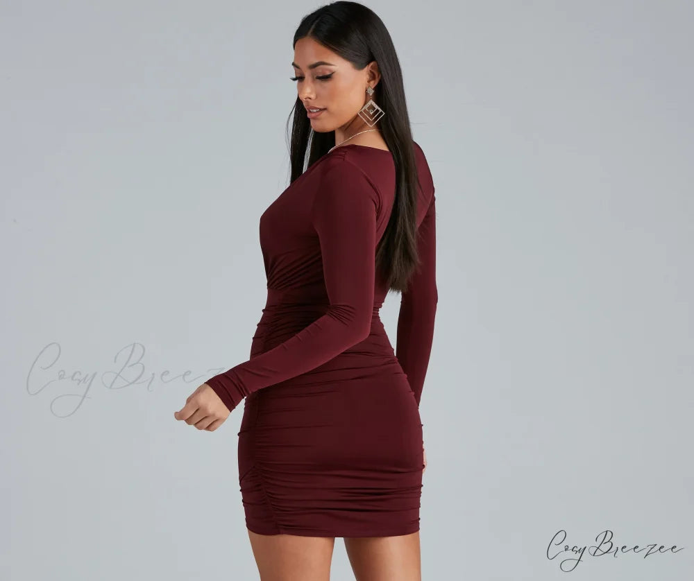 Elevated Basic Stylish Ruched Mini Dress