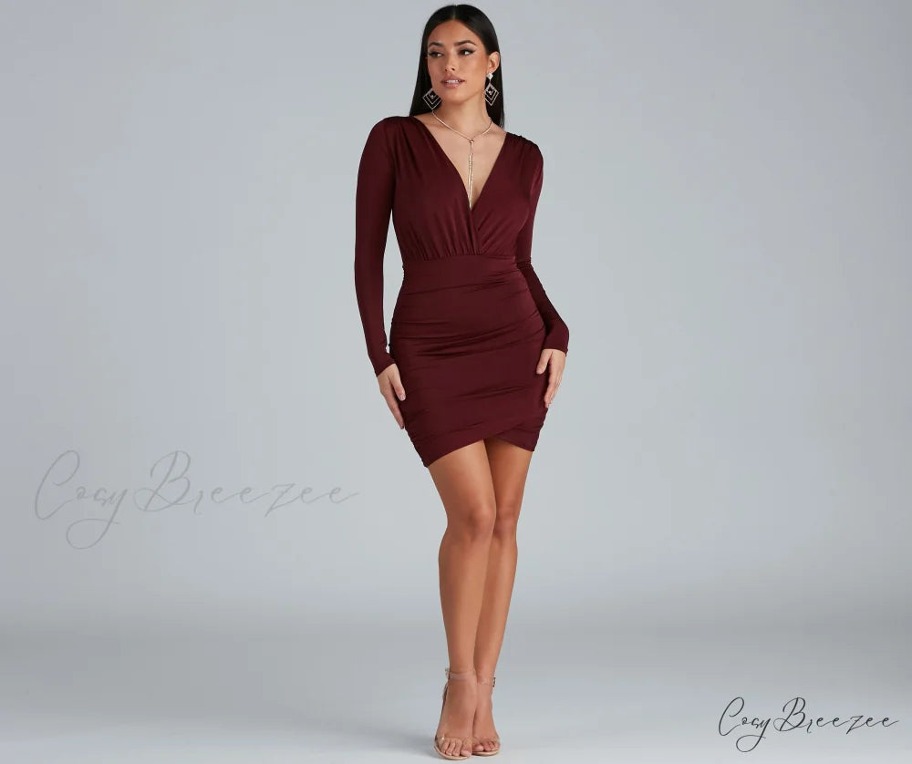 Elevated Basic Stylish Ruched Mini Dress