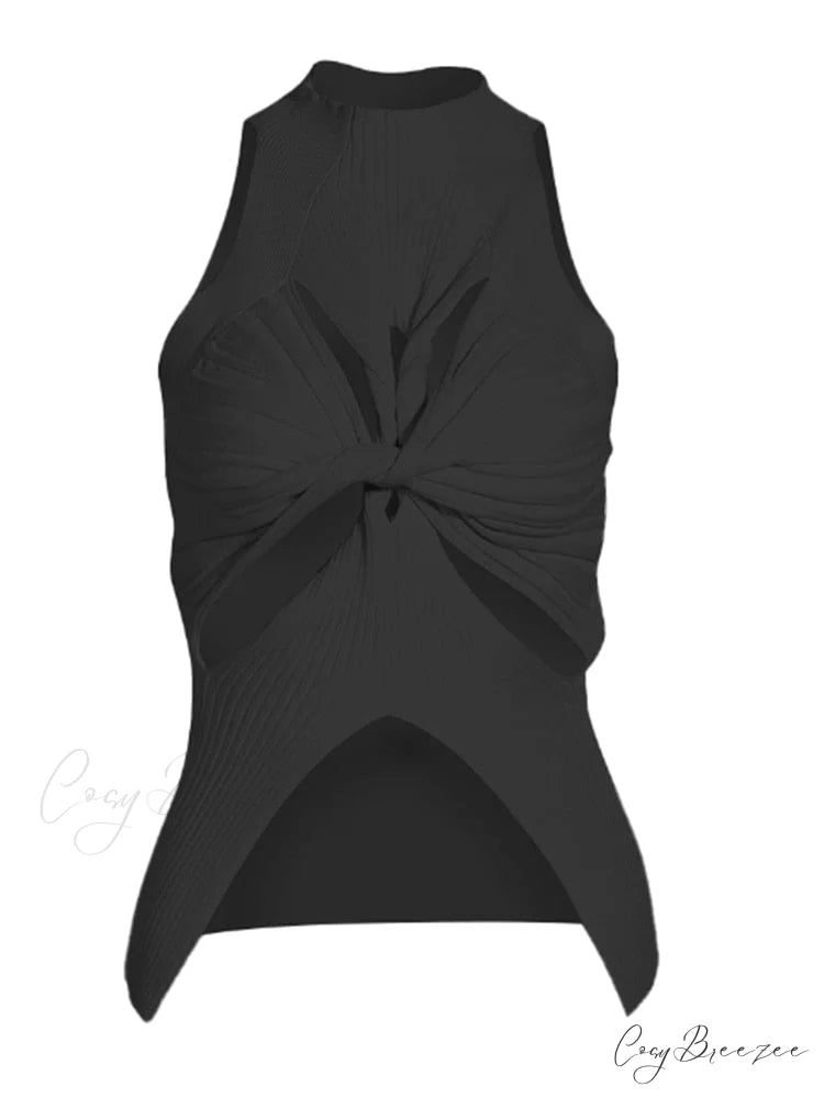 ELIANA Elegant KNITTED TOP Black / S