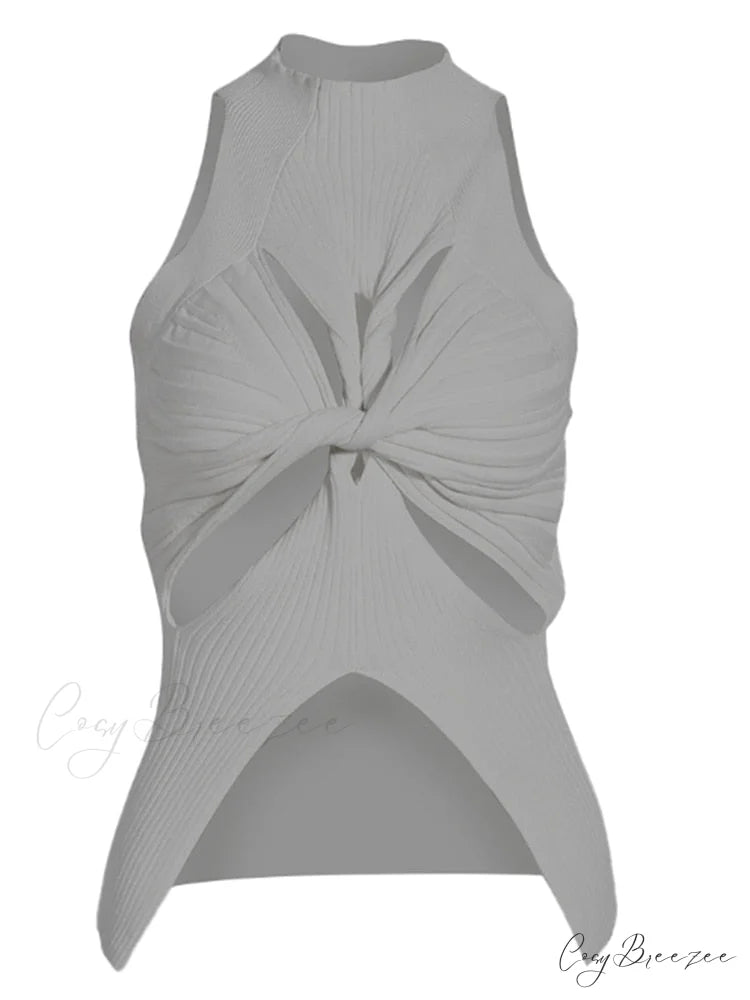 ELIANA Elegant KNITTED TOP Gray / S