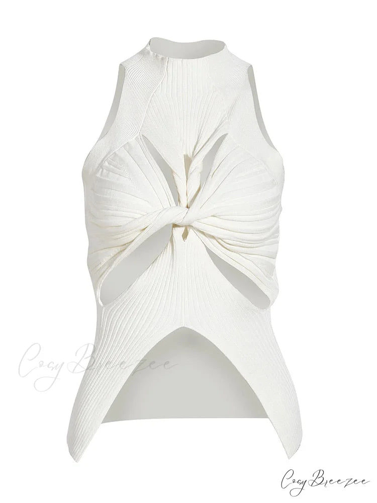 ELIANA Elegant KNITTED TOP White / S