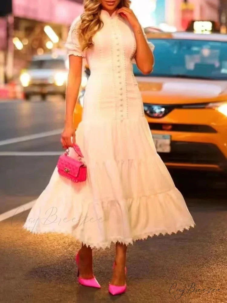 ELIZABETA Elegant MAXI DRESS L / Rose