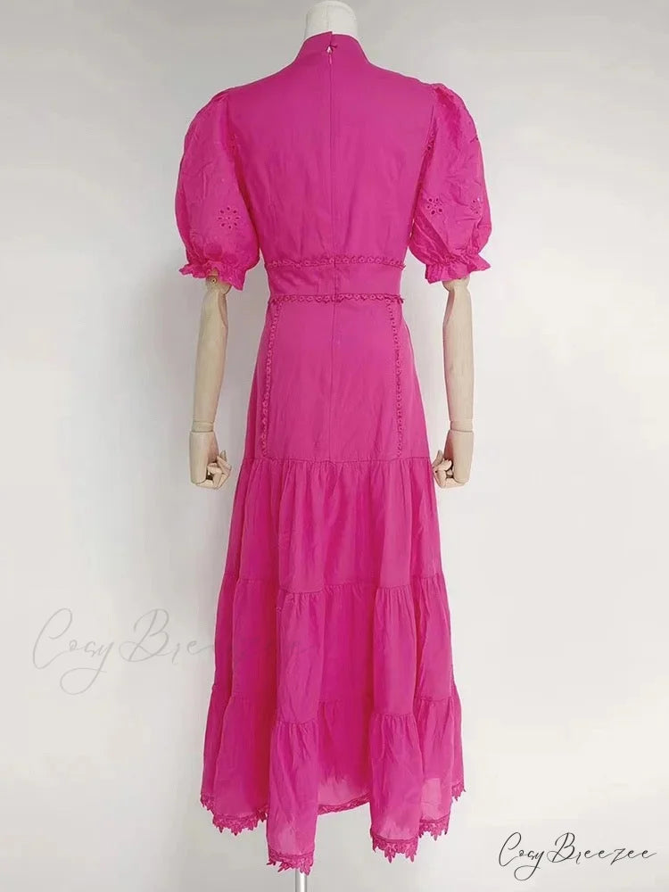 ELIZABETA Elegant MAXI DRESS XL / Rose