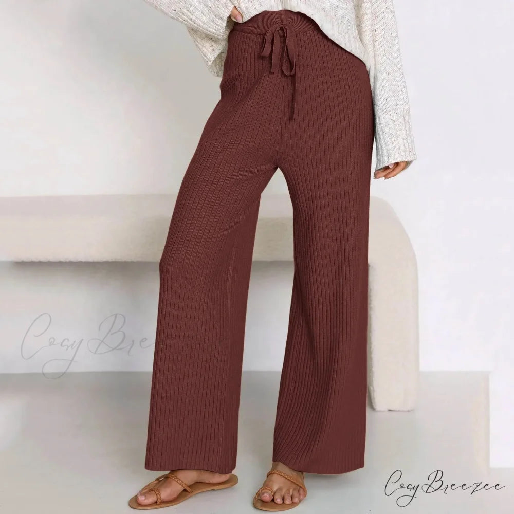 Embroidery Bow Knitted Flare Casual Slim Fit Sweatpants All-match Pants