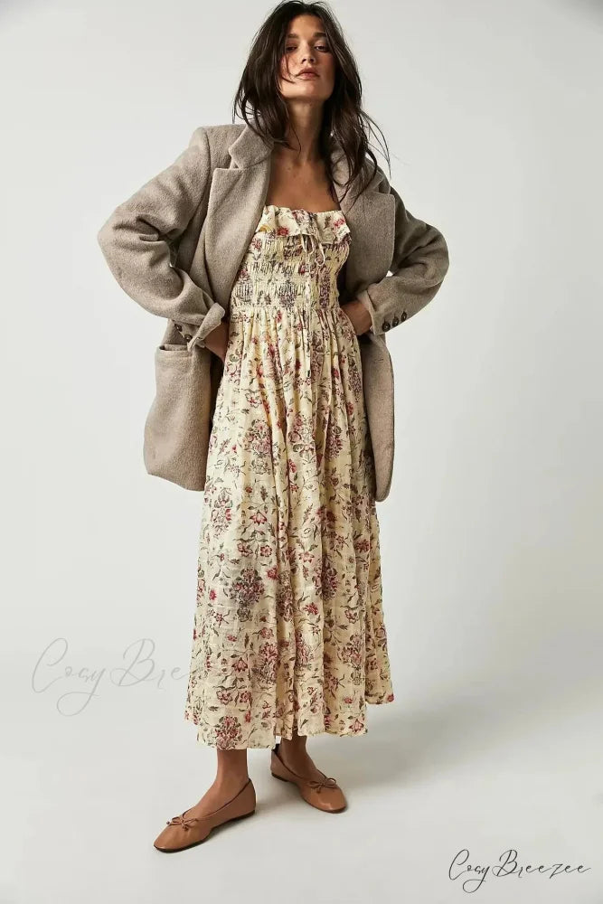 Embroidery Floral Long-sleeved Gypsy Maxi Boho Dress bohodress-250126