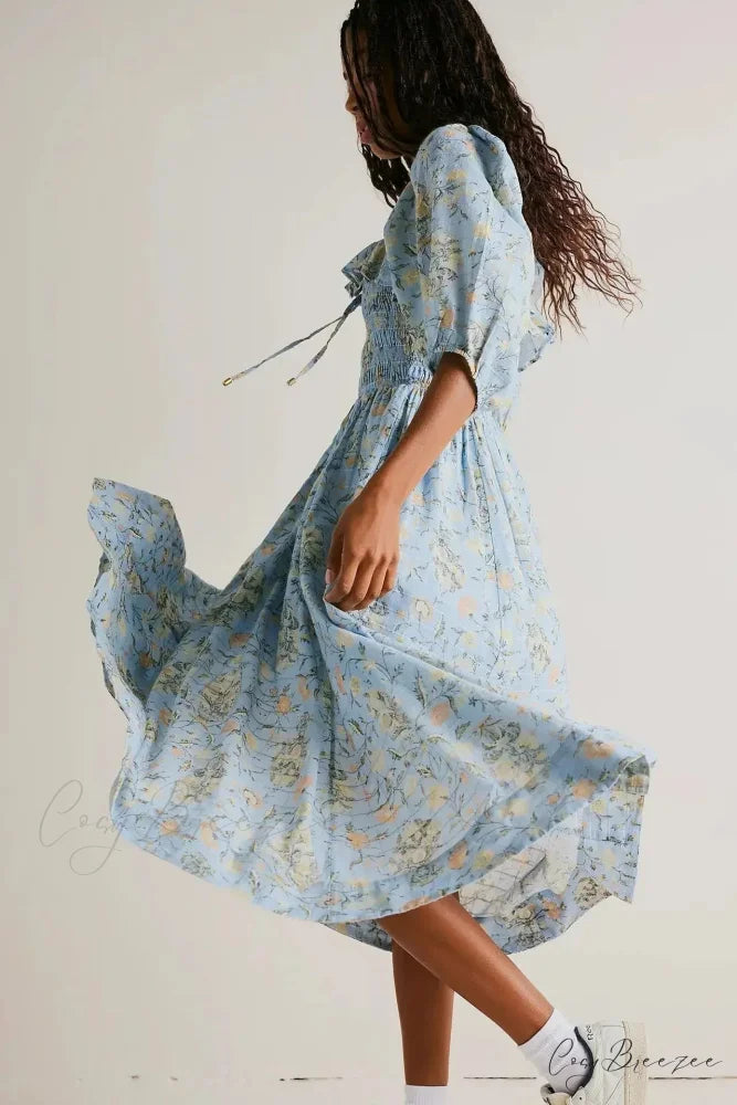 Embroidery Floral Long-sleeved Gypsy Maxi Boho Dress bohodress-250126