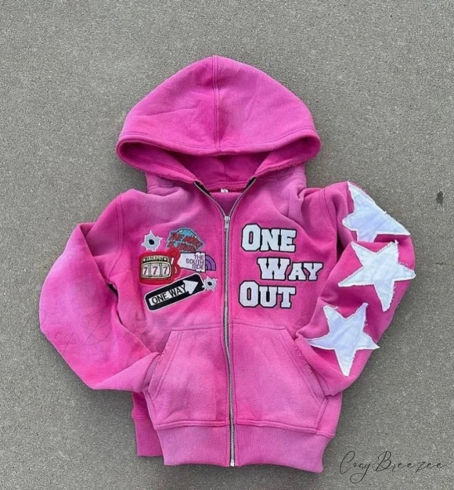 Embroidery Zipper Hoodie hoodies-241228