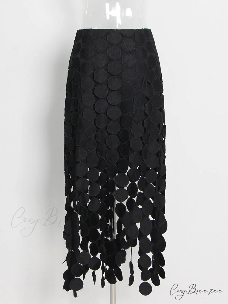 EMILI Elegant MIDI SKIRT Black / S