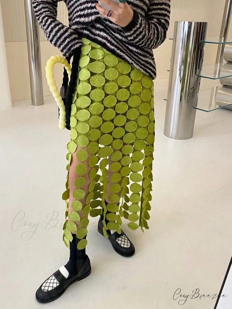 EMILI Elegant MIDI SKIRT Green / S