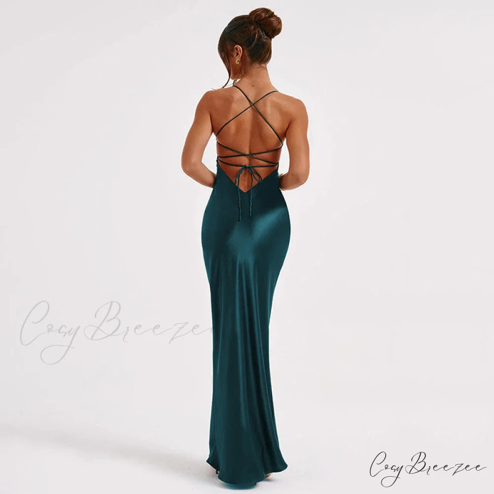 Emilia Draped Stylish Satin Gown