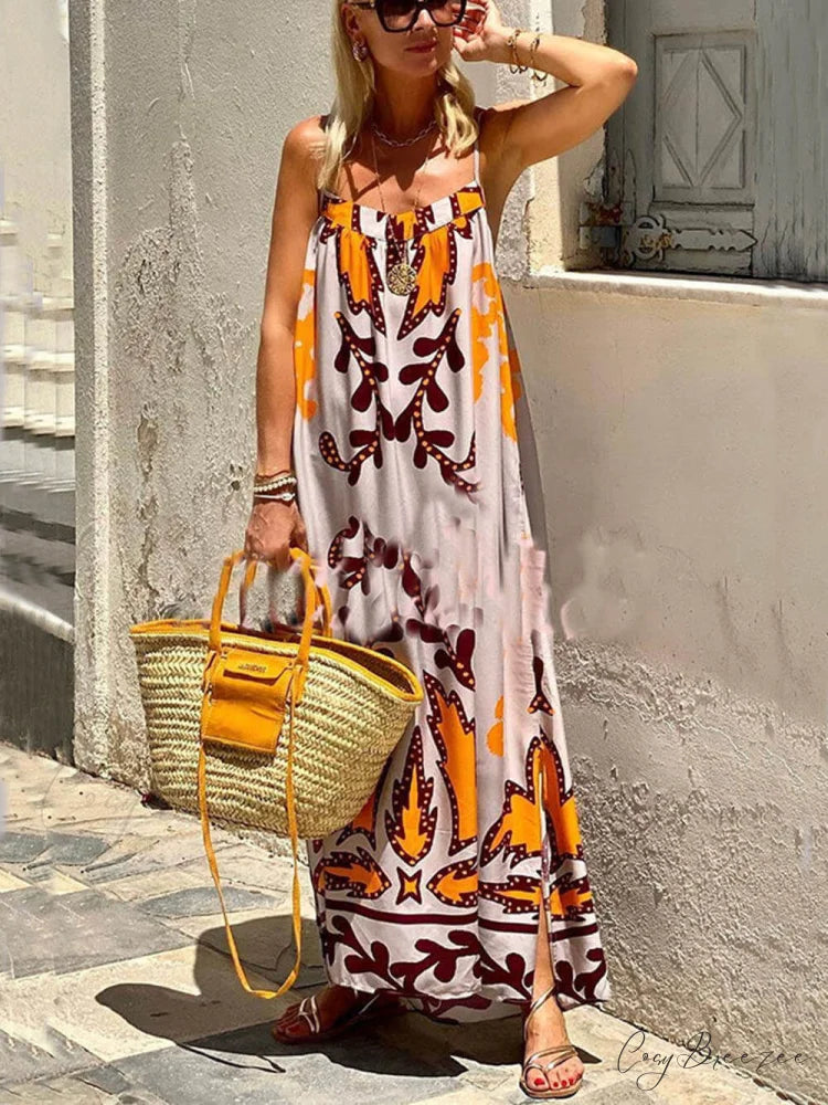Ethnic Printed Loose Charming Cami Maxi Dress