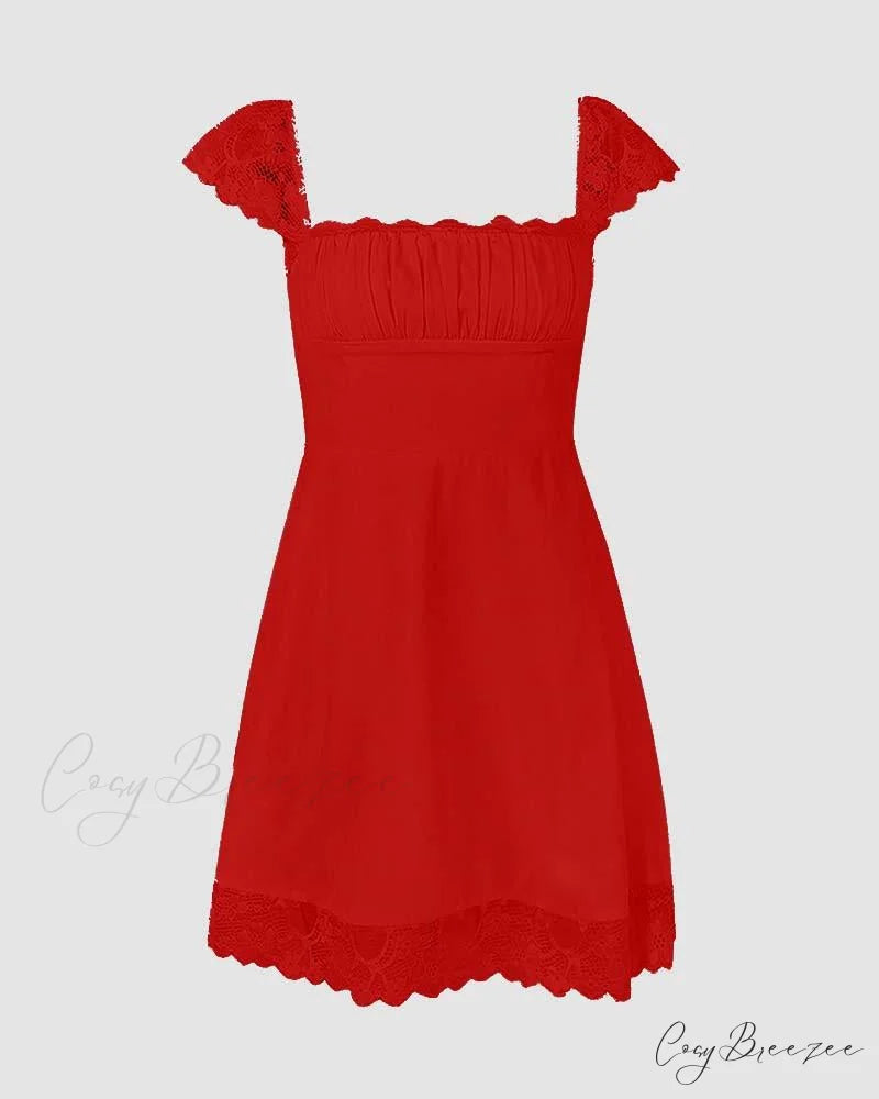 Euboea Sweetheart Stylish Mini Dress Red / XS