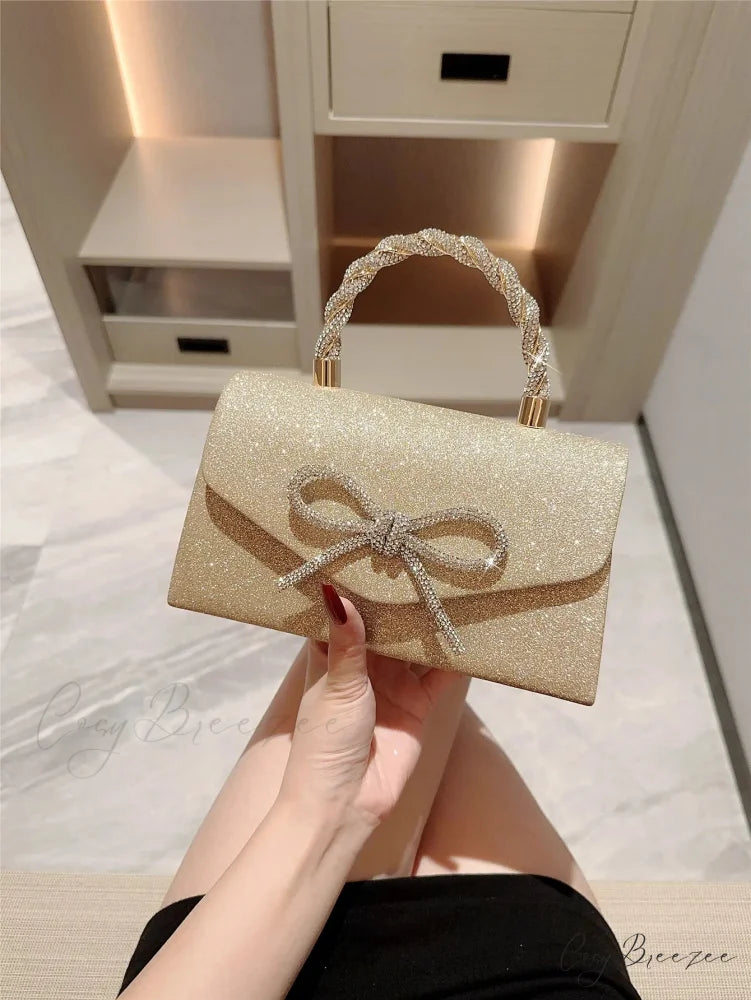 European American Diamond Bow Chain Clutch clutchbag-250126