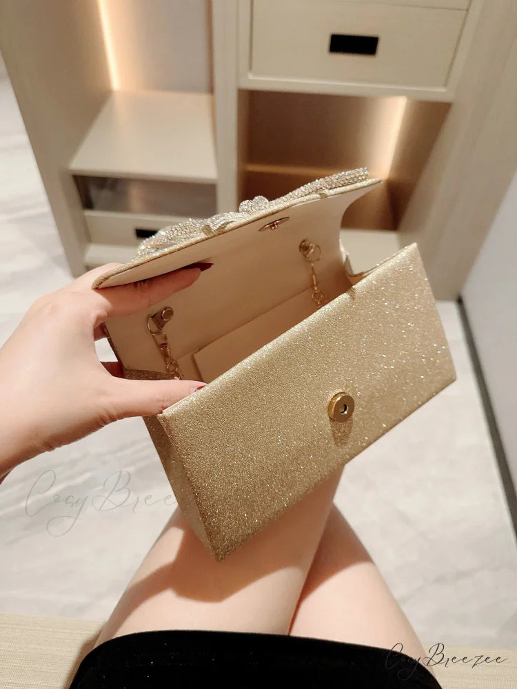 European American Diamond Bow Chain Clutch clutchbag-250126