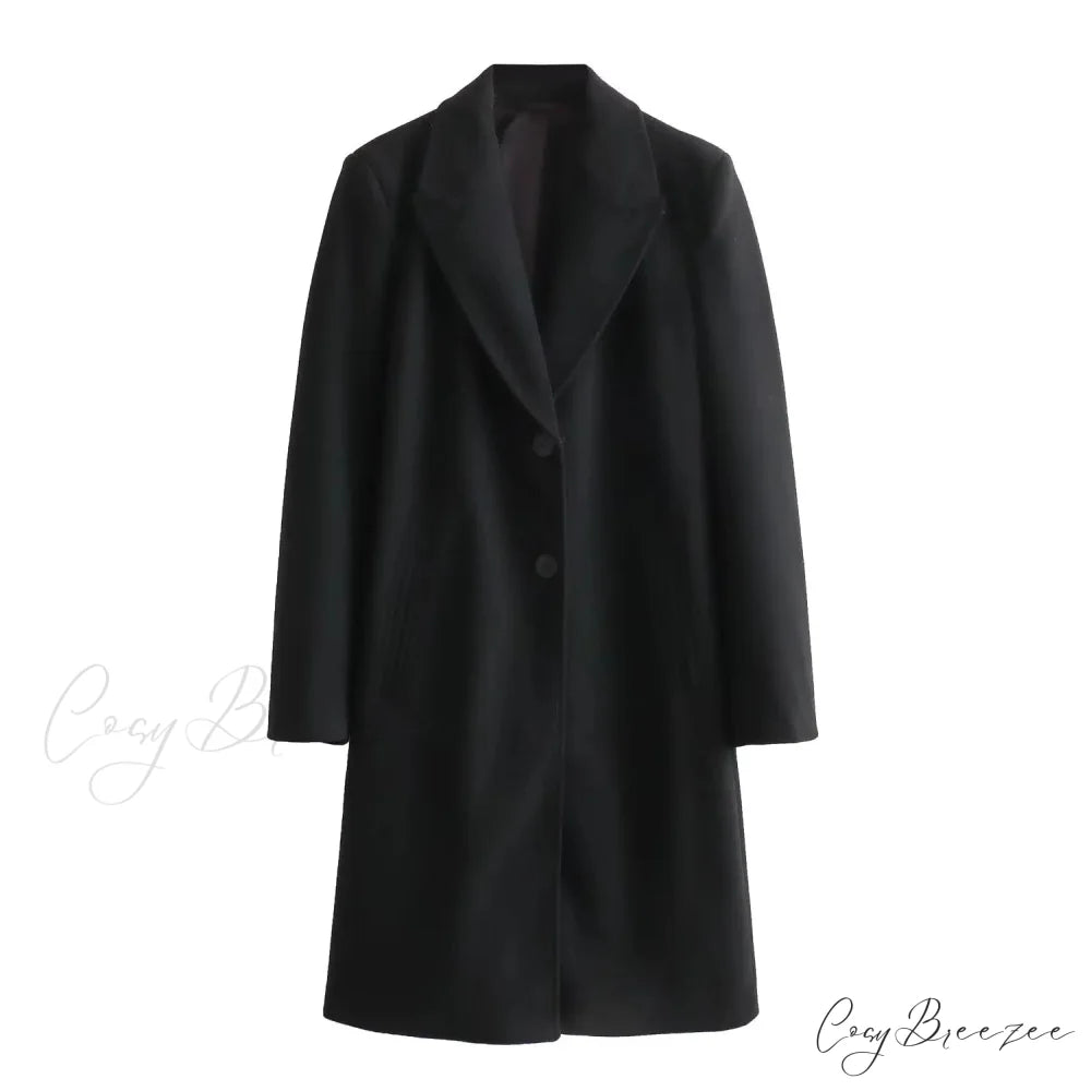 European Soft Slim Style Coat Black / XS overcoats-241228