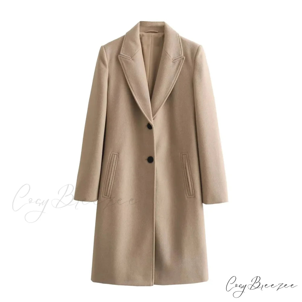 European Soft Slim Style Coat Champagne / XS overcoats-241228