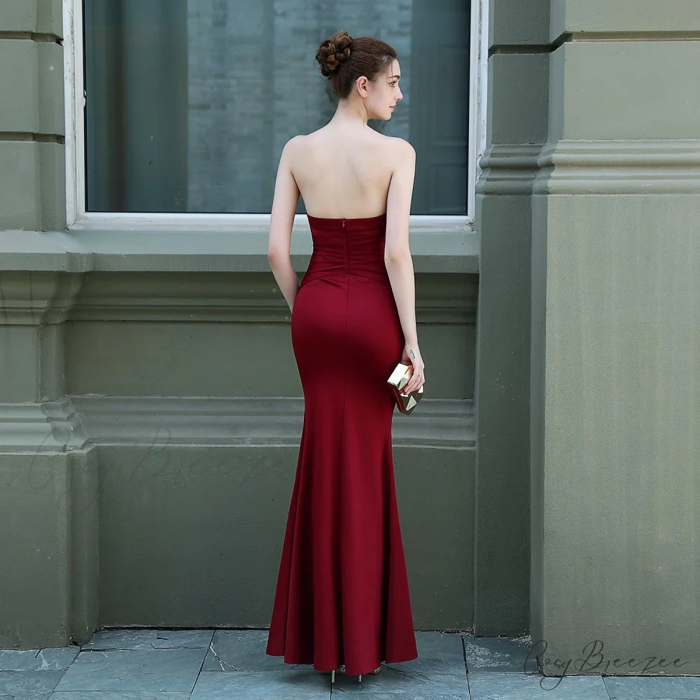 Evelyn strapless Stylish slit wrap dress