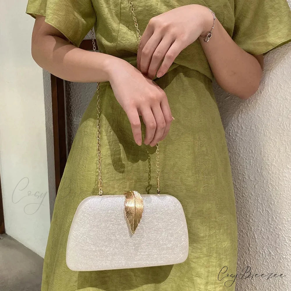 Evening Clutch Pearl Chain Handbag Wedding Cocktail Party Purse clutchbag-250126