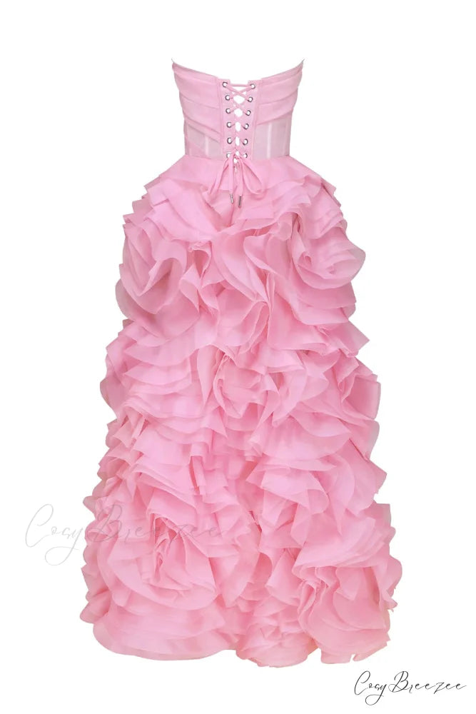 Evening Icon Tulle Trendy Strapless Maxi Dress