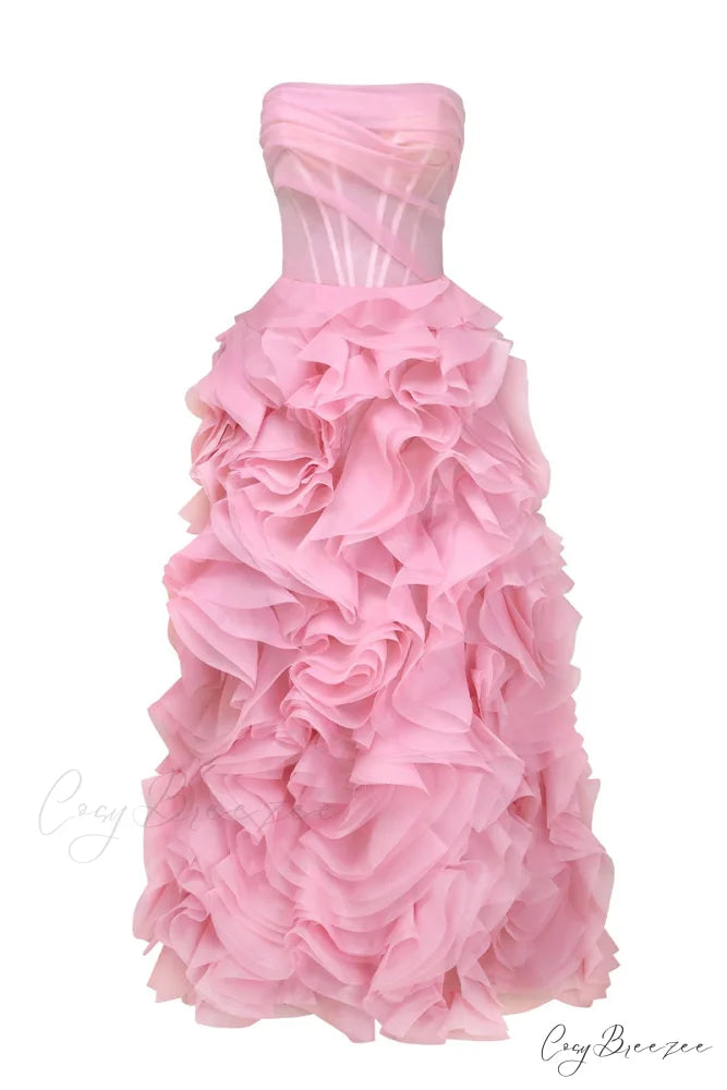 Evening Icon Tulle Trendy Strapless Maxi Dress