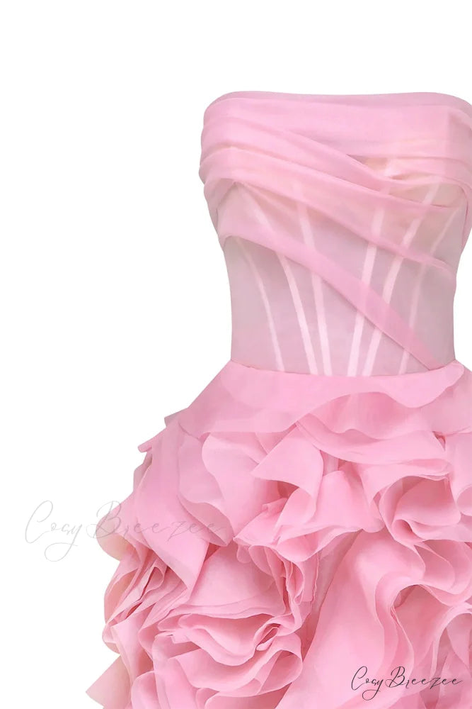 Evening Icon Tulle Trendy Strapless Maxi Dress