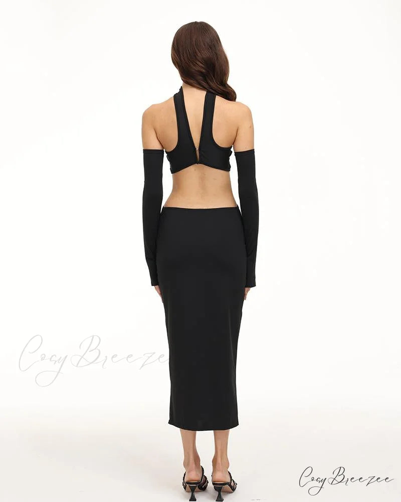 Eventide Horizon Tube Charming Halter Dress with Gloves