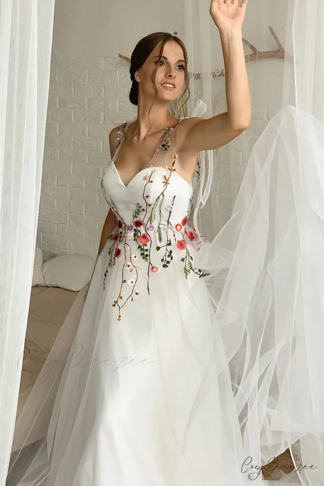 Everlasting Promise White Trendy Tie-Strap Wedding Dress
