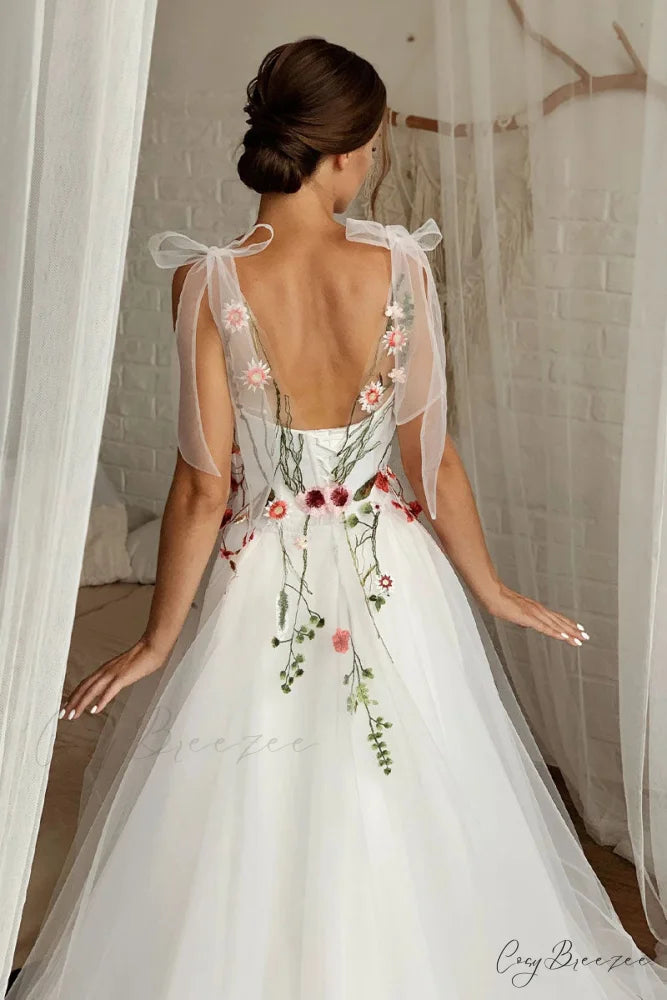 Everlasting Promise White Trendy Tie-Strap Wedding Dress