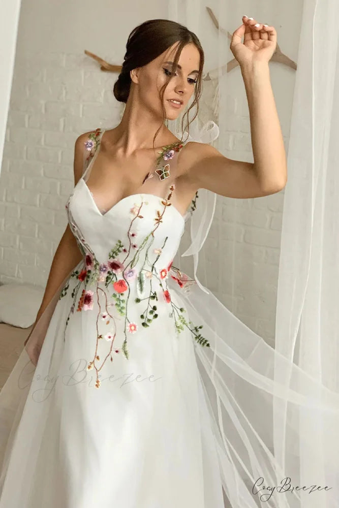 Everlasting Promise White Trendy Tie-Strap Wedding Dress