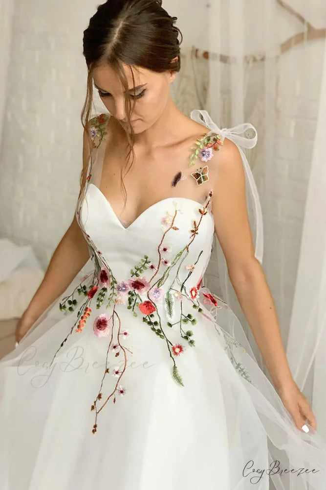 Everlasting Promise White Trendy Tie-Strap Wedding Dress