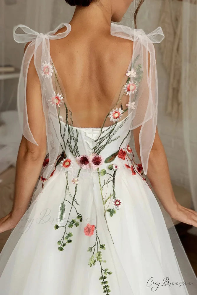 Everlasting Promise White Trendy Tie-Strap Wedding Dress