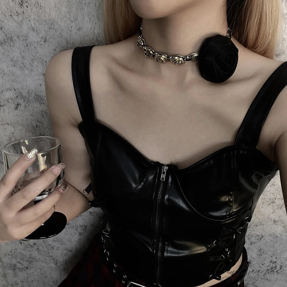 Exaggerated Floral Pearl Luxury Choker Necklace BLACK