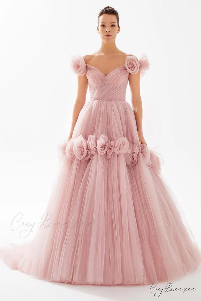 Exceptional Attraction 3D Trendy Floral Maxi Dress Blush / 2