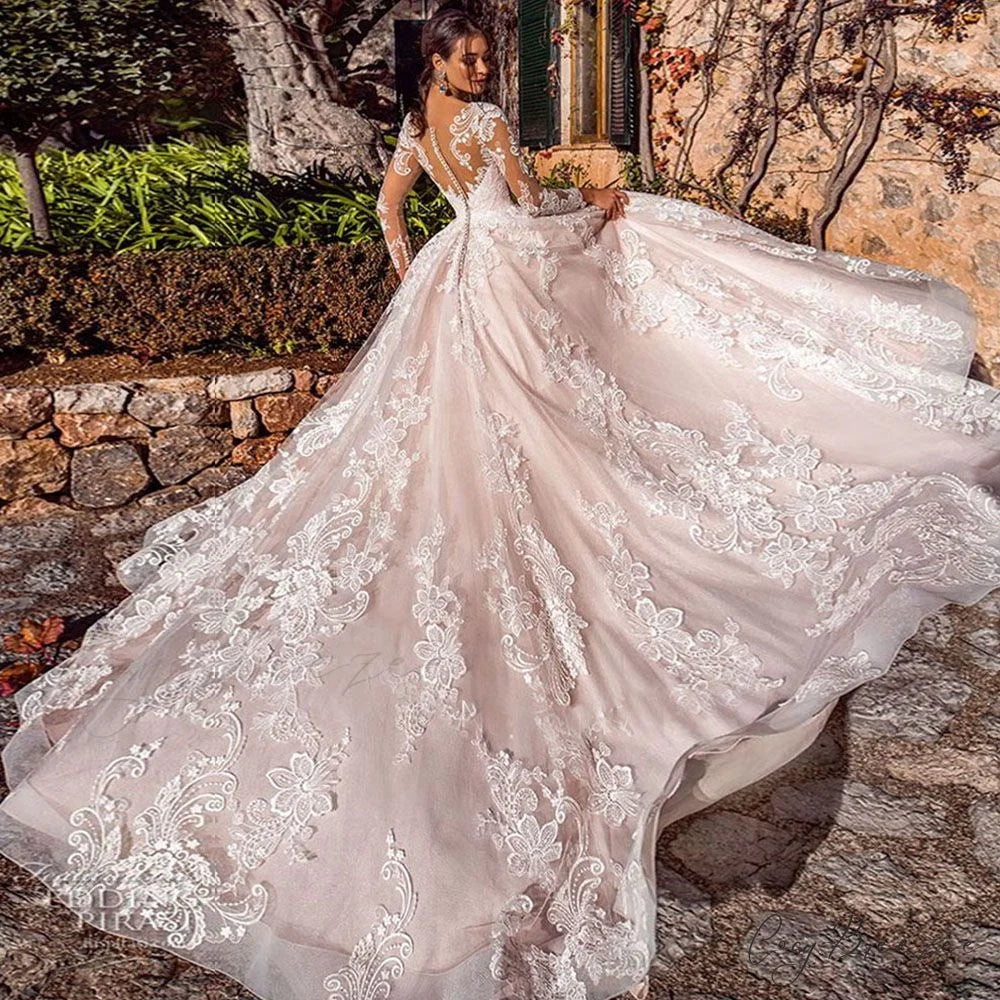 Extended Sleeve Lace Ballroom Marriage Dress weddingdress-250223