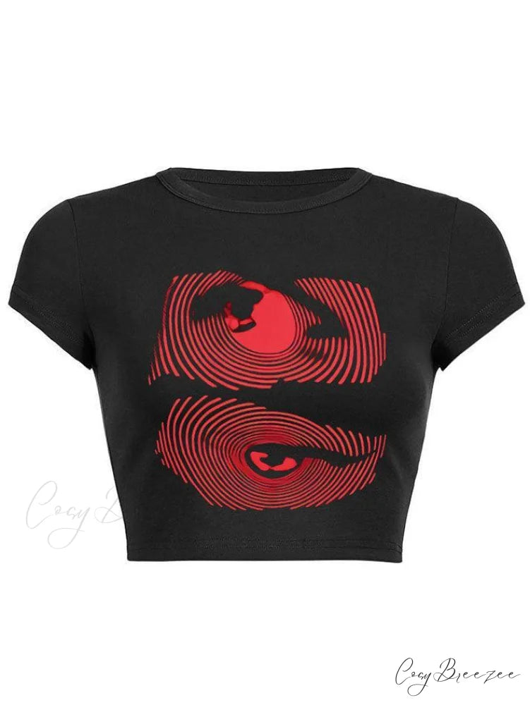 Eye Look Graphic Trendy Crop Tank Top