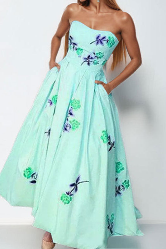 Sleeveless Strapless Maxi Party Dress