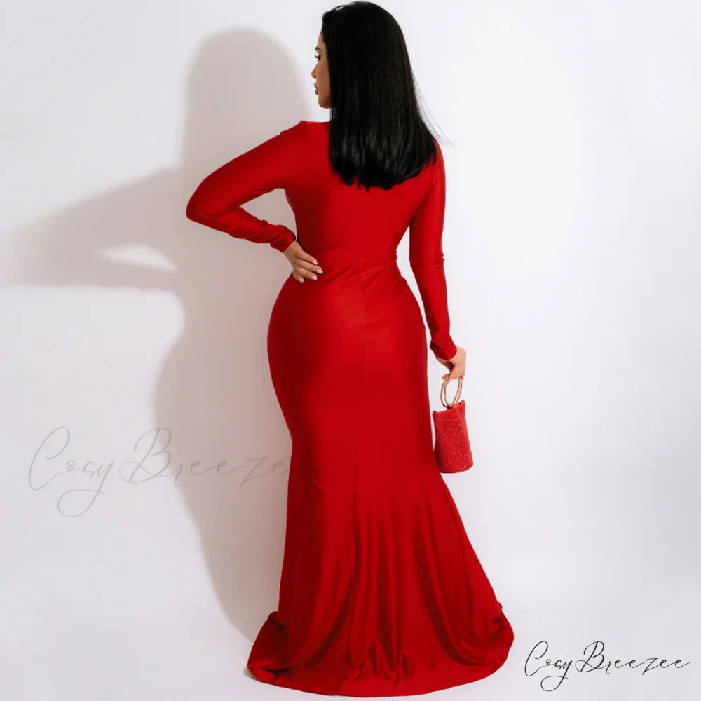 Fabulous Fringed Long Sleeve Crop Top Sophisticated Bodycon Mini Skirt Matching Set - Black M / Red