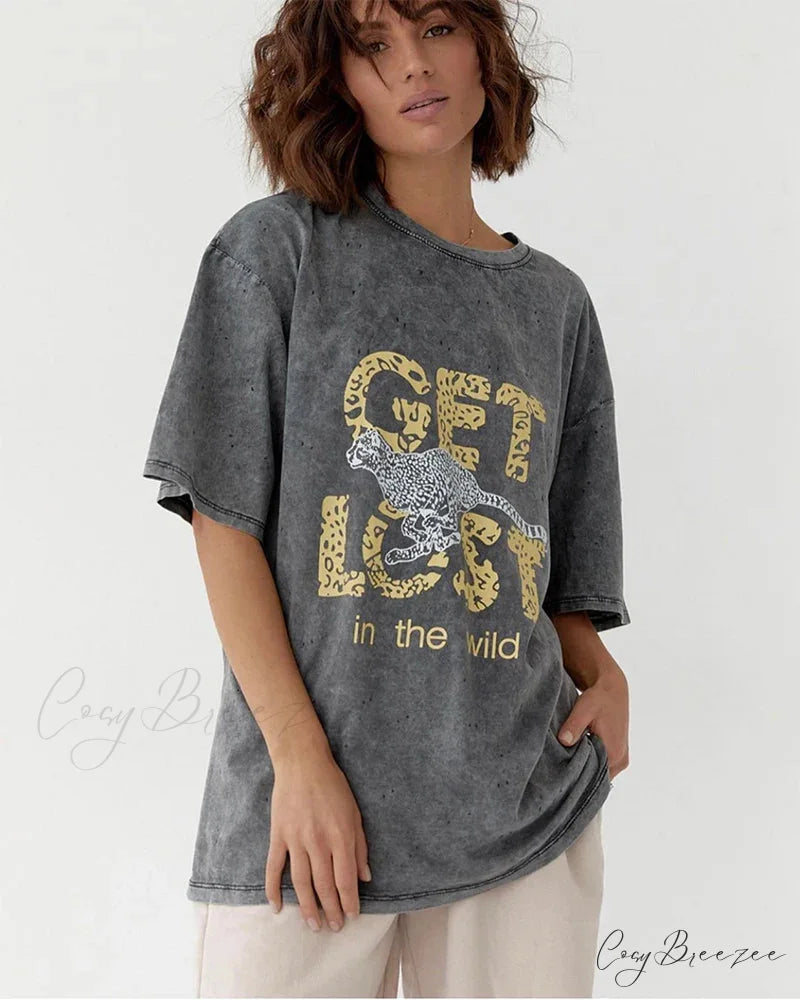 Faded Print Luxe Throwback Tee Black10 / L t-shirt-250223