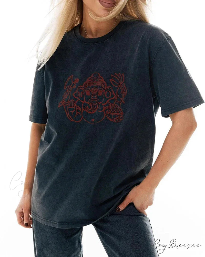 Faded Print Luxe Throwback Tee Black11 / L t-shirt-250223