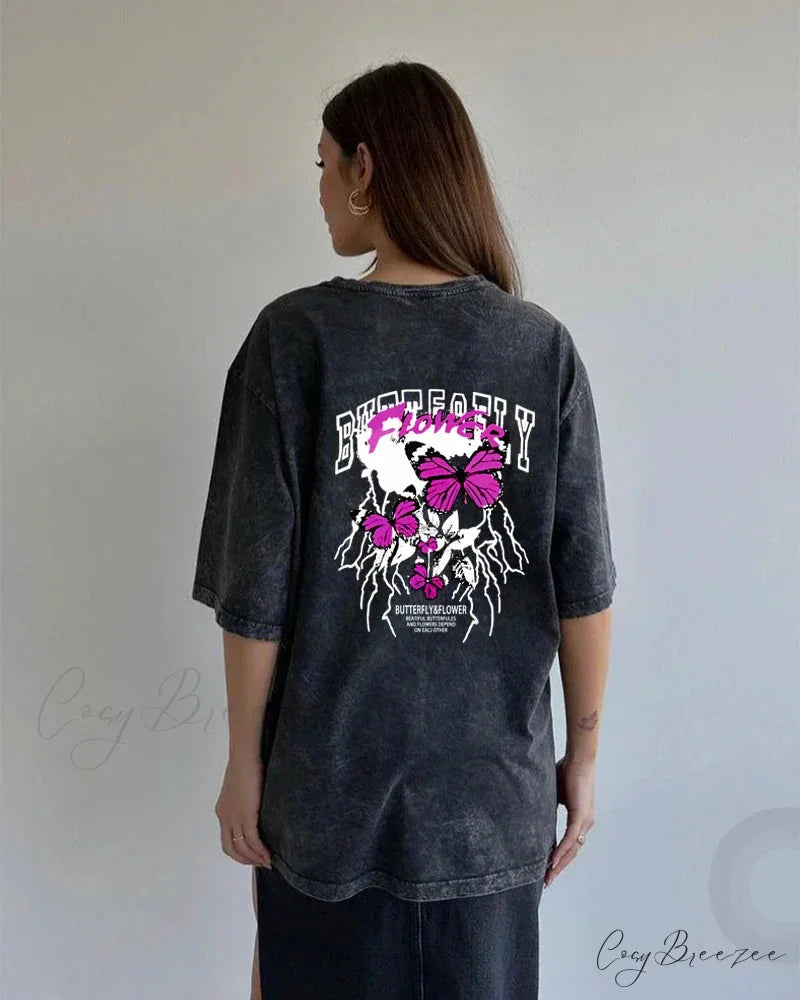 Faded Print Luxe Throwback Tee Black18 / L t-shirt-250223