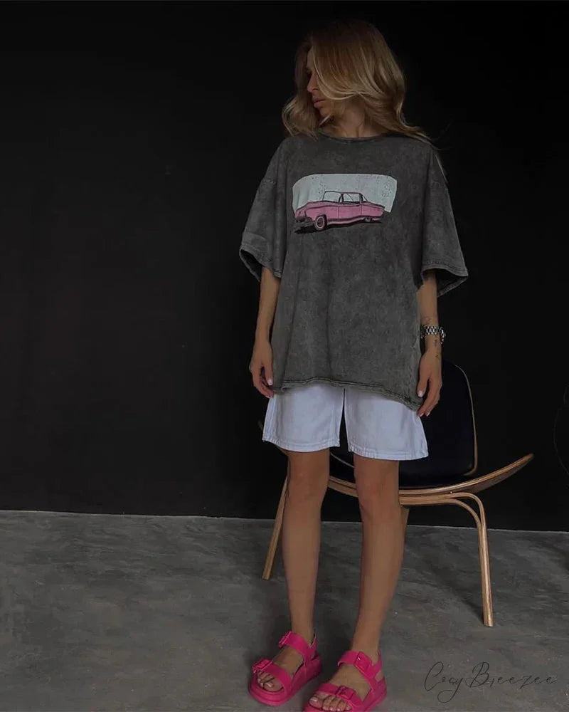Faded Print Luxe Throwback Tee Black3 / L t-shirt-250223